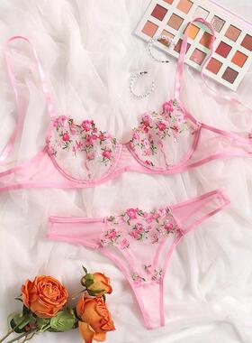 Sexy lingerie lace set thong mesh women's erotic lingeri