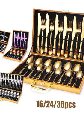 24pcsWestern tableware cutlery set knife fork Silverware Set
