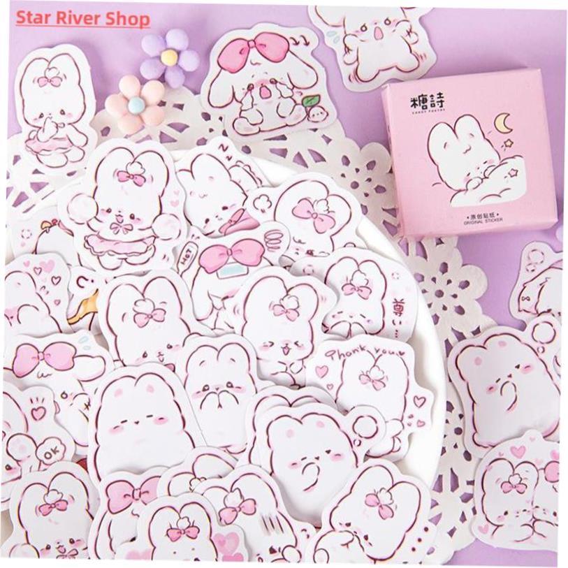 45张/盒可爱兔子每日卡哇伊装饰贴纸计画