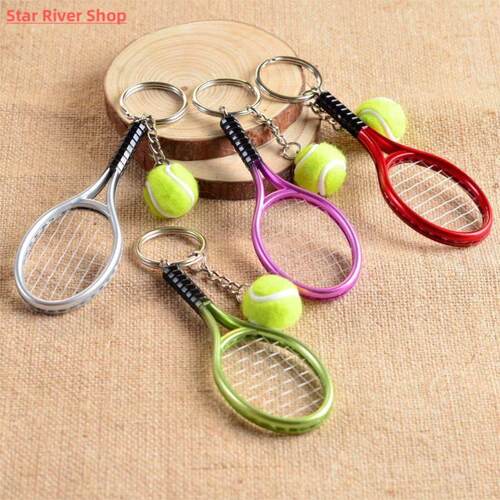 Cute Sport Mini Tennis Racket Pendant Keychain Keyring Key C