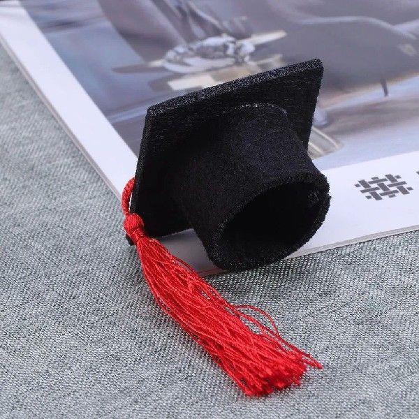 10 Pcs Mini Graduation Hat Bottle Toppers Black Tassel