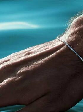 Simple MEN Stainless Steel Square Snake Bone Chain Bracelet