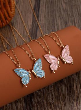 Double Butterfly Necklace Set with Collar Chain个性蝴蝶项炼