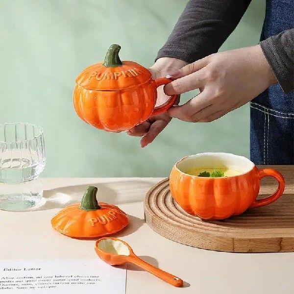 Pumpkin Creative Water Cup Ceramic Cup With Lid Exquisite