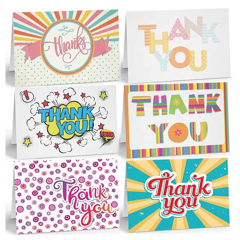 25-50PCS Colorful Folded Thank You Card Holiday Blessings Po