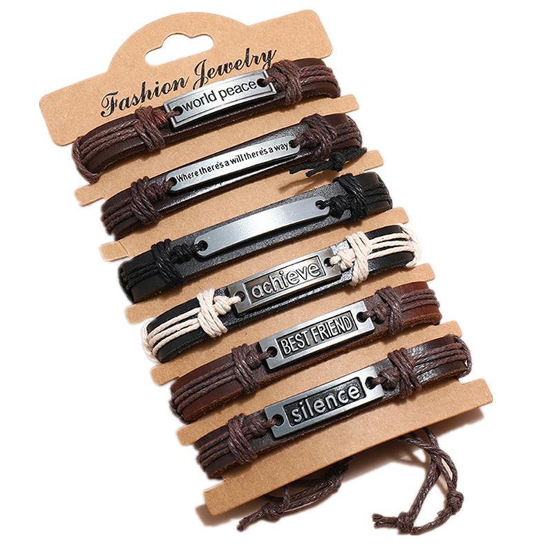 编织手錬多层男女式情侣机车覆古真皮手环朋克Bracelet leather