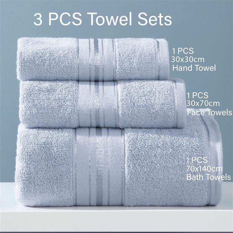 100% Cotton Bath Towel Set Absorbent Adult Bath Towels Solid