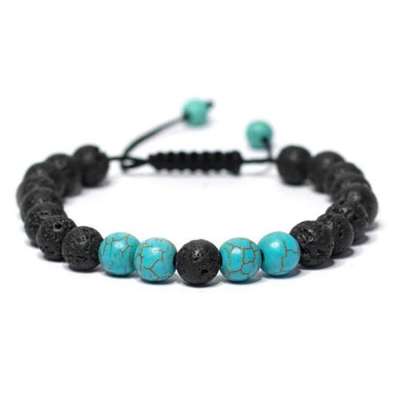 Natural Stone Orchid Turquoise Beaded Brlet Volcanic Stone J