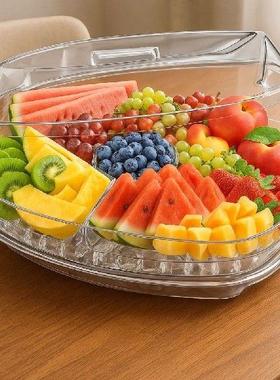 Plastic Chilled Fruit Tray Transparent 5 Compartments