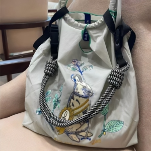 高圆圆同款尼龙环保斜挎购物袋