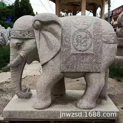 工厂大门白象石雕制作厂区门口摆放白石大象图片石象雕塑报价