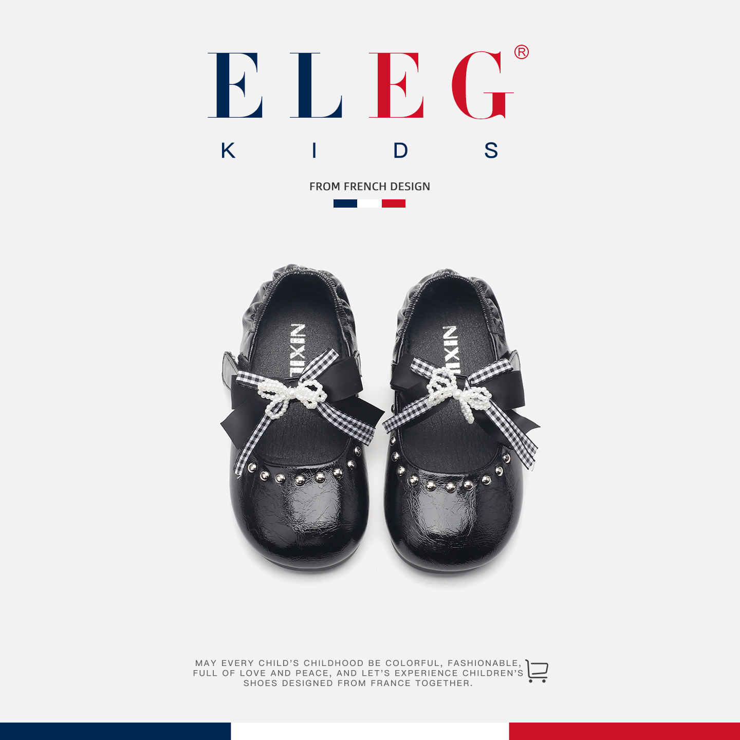 ELEG.kids法国风潮童鞋~女童黑色小皮鞋儿童公主鞋蝴蝶结春秋单鞋