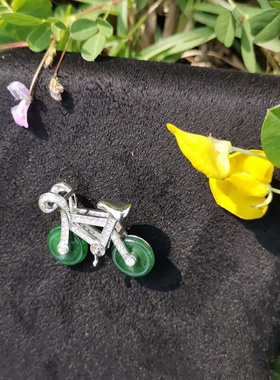 新款天然翡翠货胸针吊坠两用专注小价格精品自行车老坑冰种阳绿色