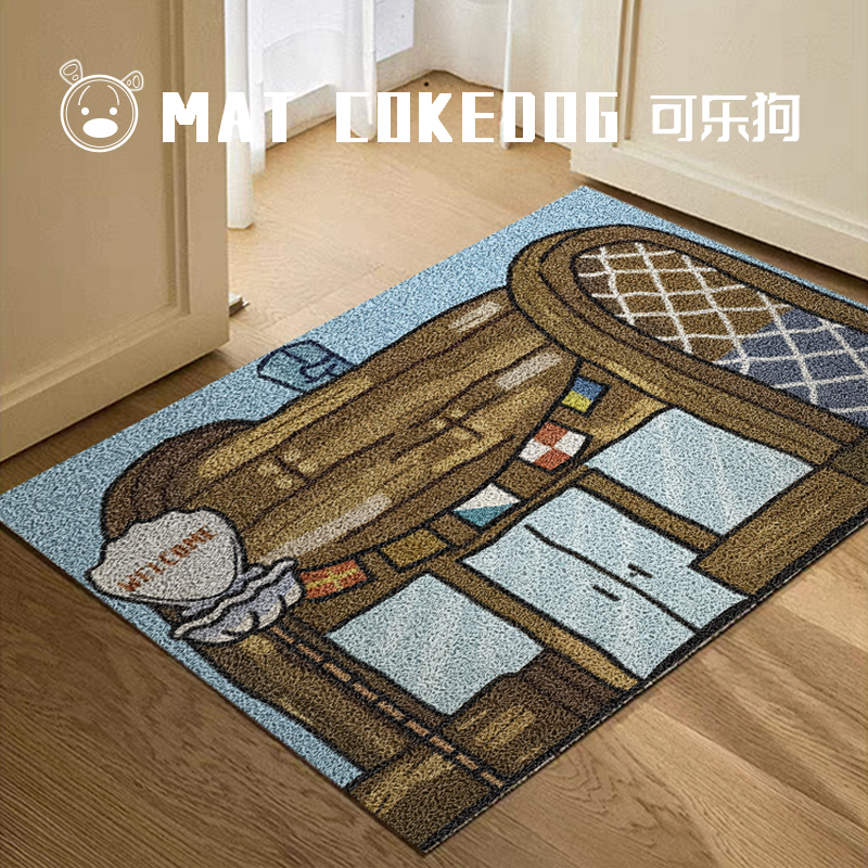 蟹黄堡入户地垫可裁剪丝圈脚垫子海绵宝宝进门大门口耐脏耐磨地毯