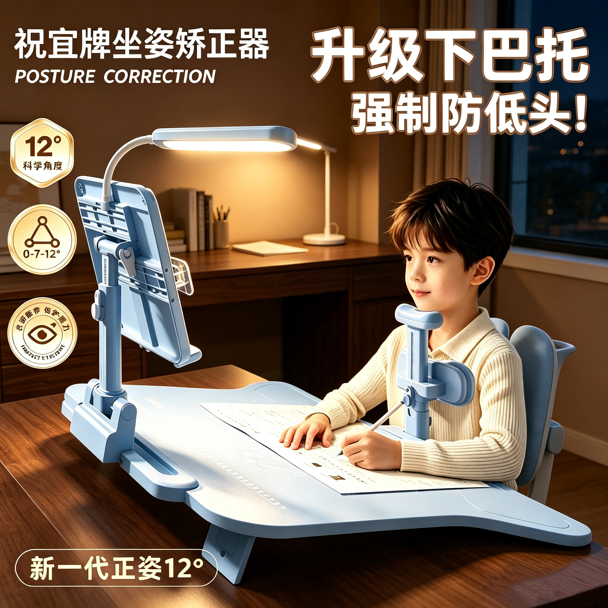 【加大加稳】高级带灯坐姿矫正器图片