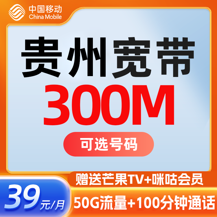 贵州贵阳毕节遵义安顺铜仁移动300M宽带光纤家庭套餐宽带办理安装 手机号码/套餐/增值业务 有线宽带办理 原图主图