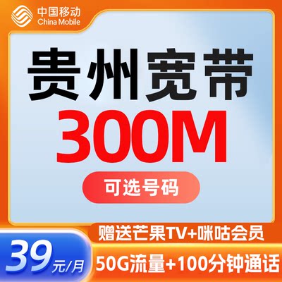 贵州贵阳毕节遵义安顺铜仁移动300M宽带光纤家庭套餐宽带办理安装