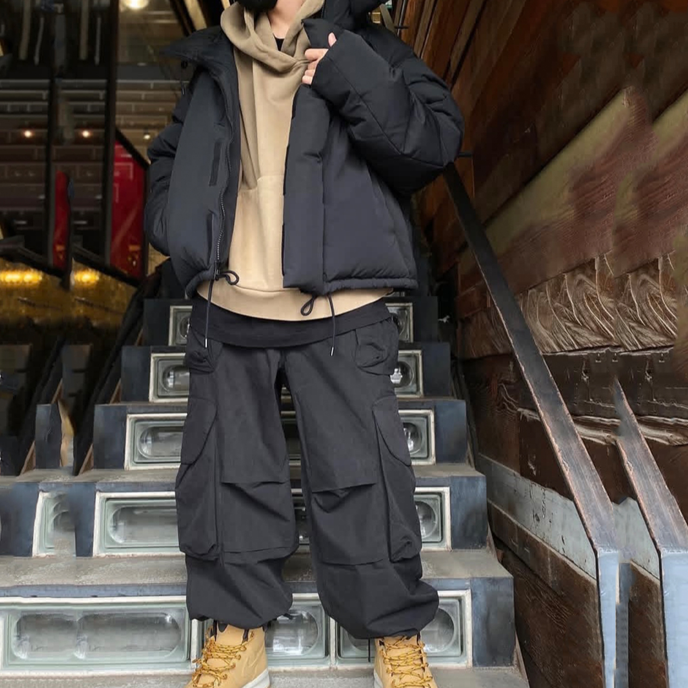 现货】entire风格廓形连帽500克新国标90白鸭绒三防羽绒服男女款