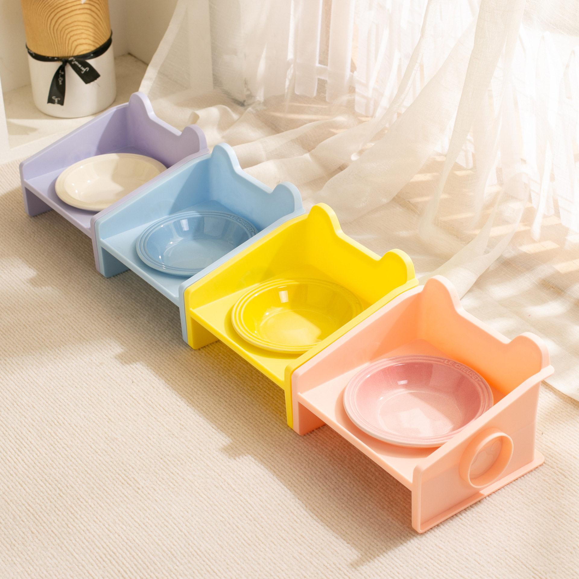 BD陶瓷宠物碗前盘塑料架