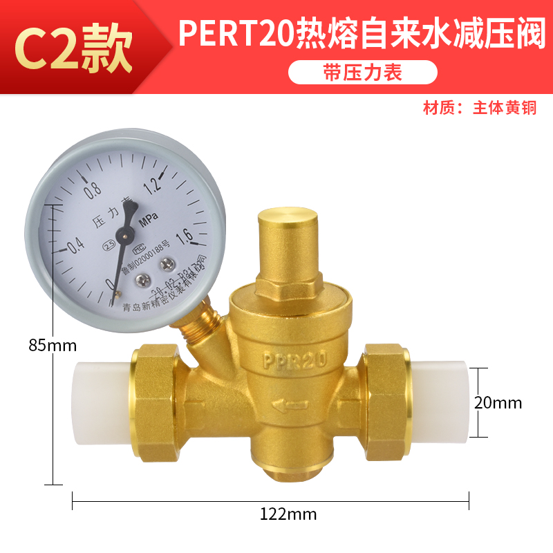 全铜家用稳压阀g净水器热水器ppr20/25自来水管减压阀4 6分PE接头