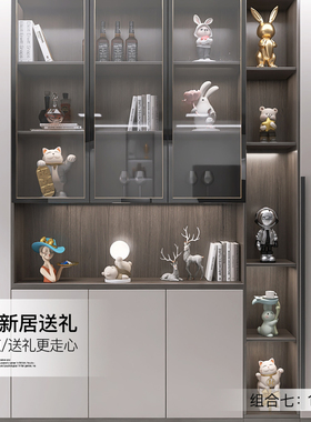 棕榈树轻奢创意熊摆件酒柜家居装饰品时尚客厅电视柜玄关家居摆设