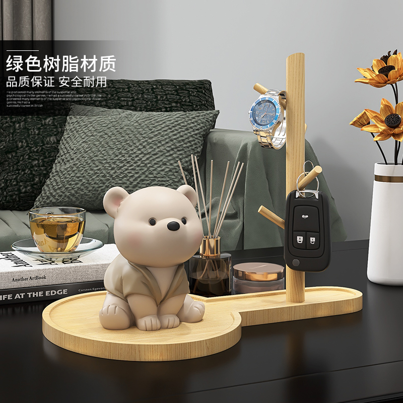 棕榈树元气熊钥匙收纳架摆件