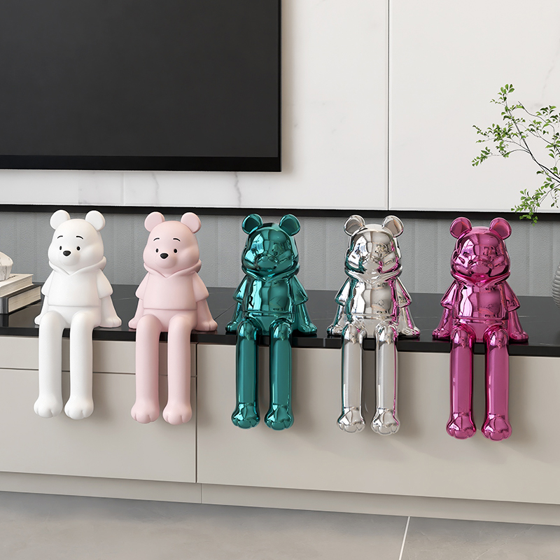 电镀熊摆件客厅电视柜装饰品轻奢