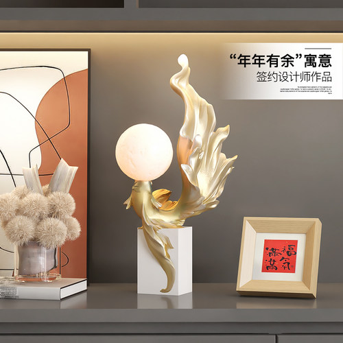 棕榈树锦鲤鱼小夜灯桌面摆件