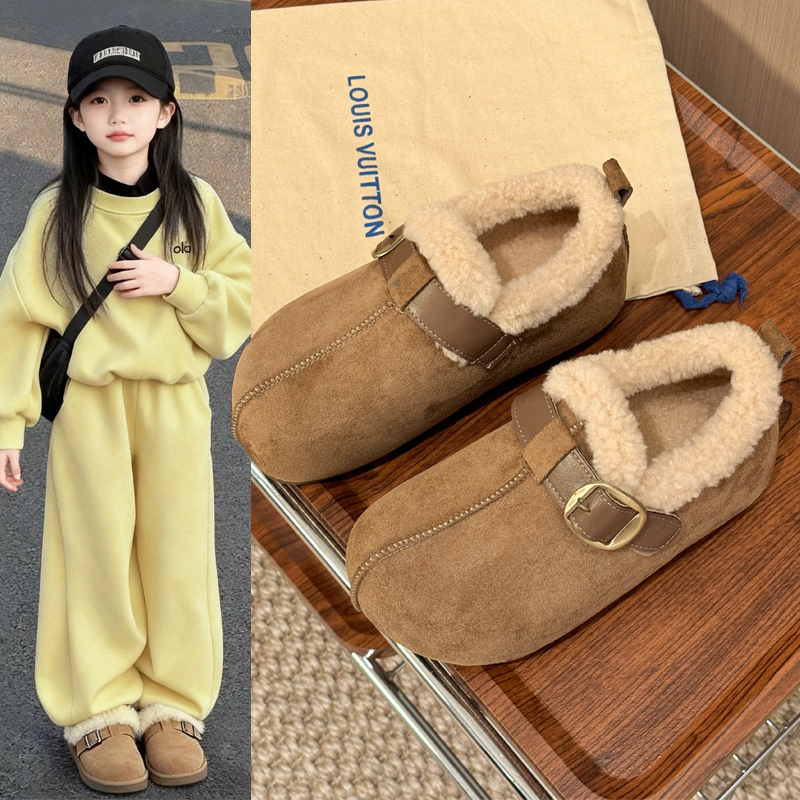 女童冬季加绒博肯鞋软底防滑棉鞋