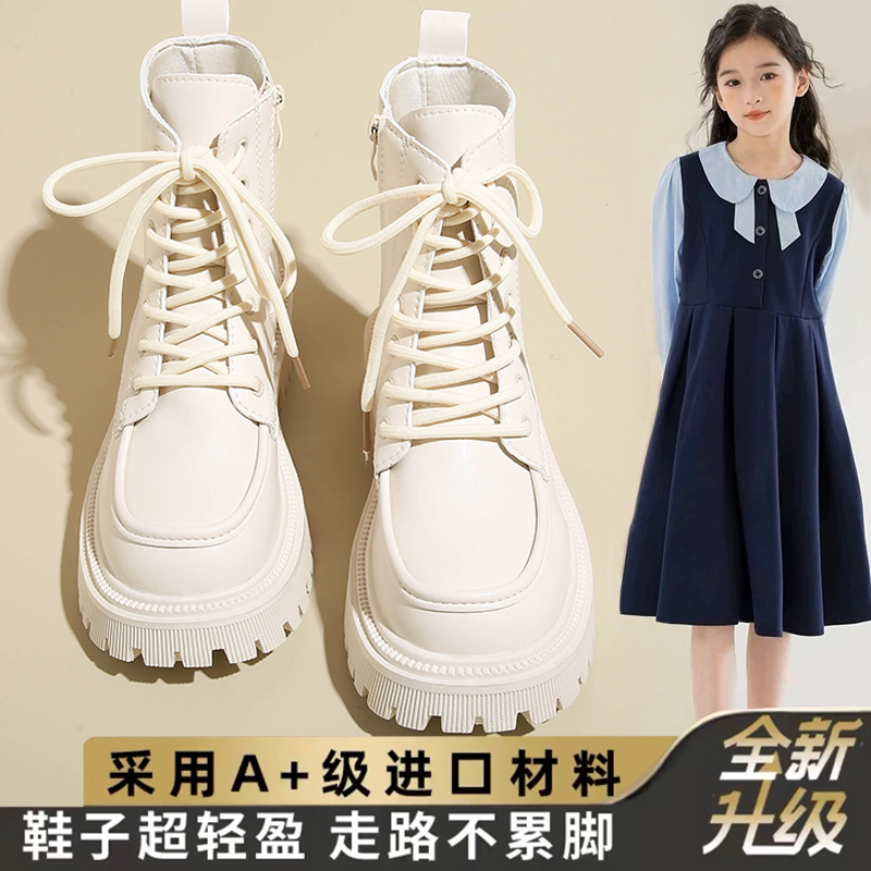 女童马丁靴加绒加厚校园软底靴子