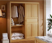 简约实木移门衣橱带抽屉1.8米新西兰松木大衣柜卧室推拉环保成人