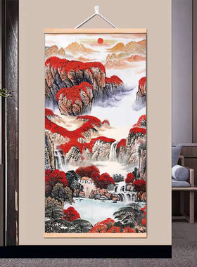 流水生财客厅装饰风景挂画