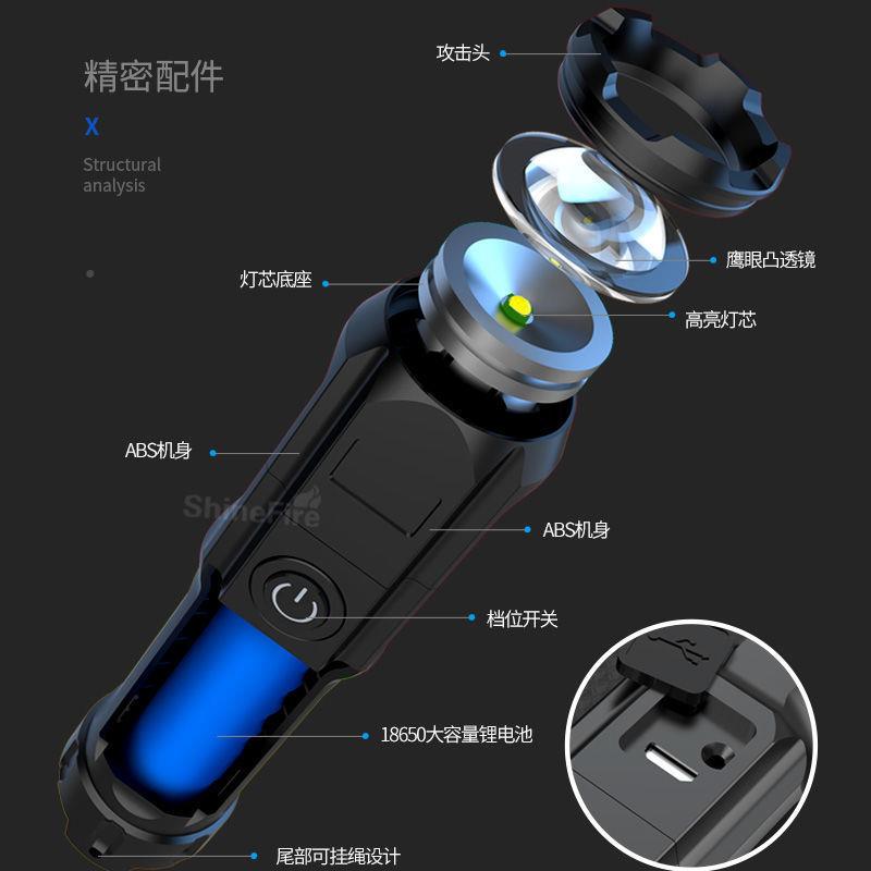 户外式多能强光调功焦手电筒ledB25手电便携家用变筒焦手电工作灯