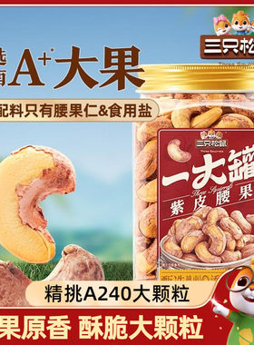 三只松鼠罐装大颗粒腰果500g