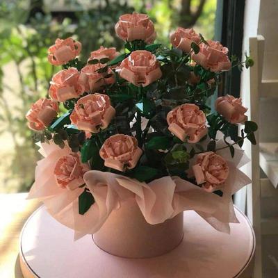 积木花束送男友积木玫瑰花束拼装送男女友生日闺蜜情人表白礼物永