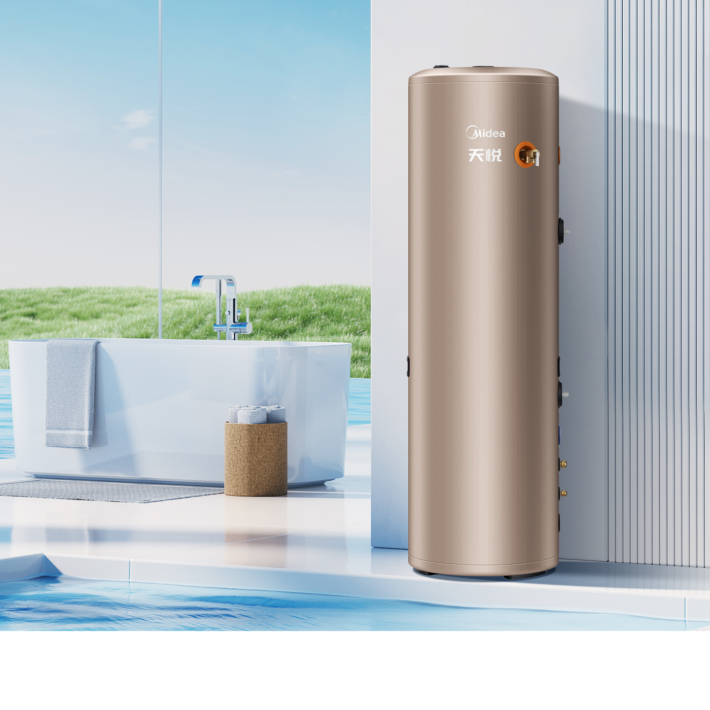 美的空气能热水器一级能效电辅热