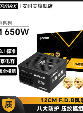 安耐美金竞蝠GM650W台式机电脑机箱电源金牌全模组750/850/1000w