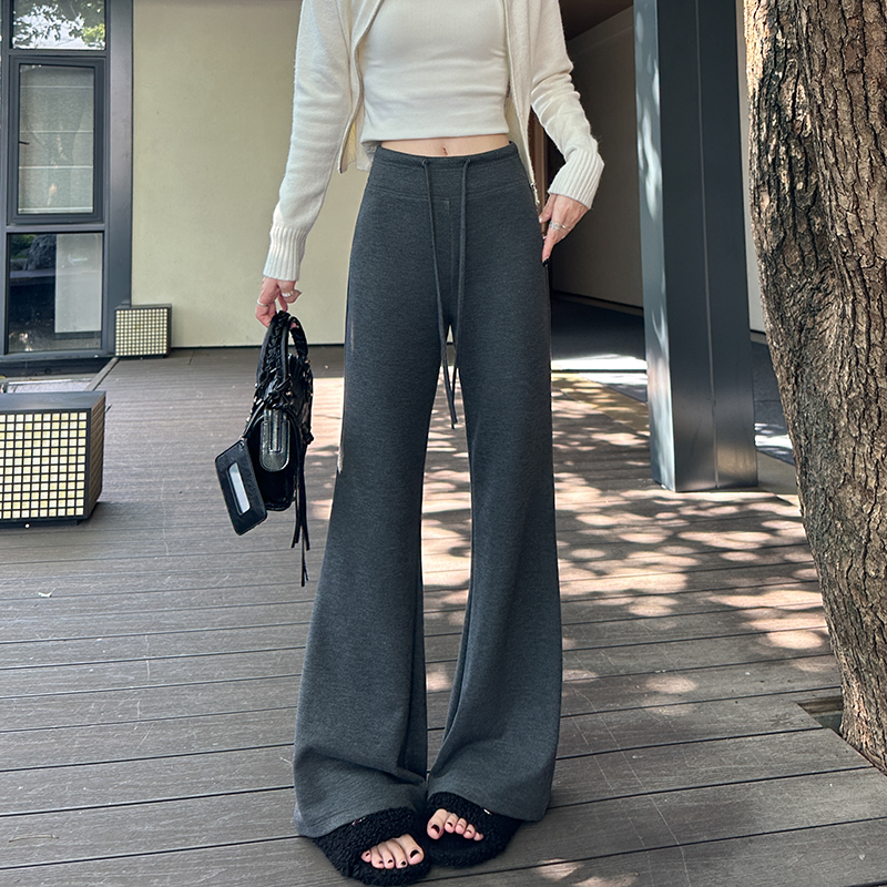 灰色羊毛喇叭裤女秋冬新款修身瑜伽裤微喇高腰显瘦垂感糯米运动裤