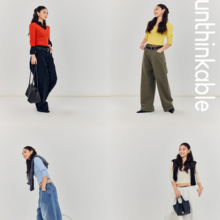 unthinkable*修身法式深V短款针织上衣 白色/黑色/蓝色/黄色/红色