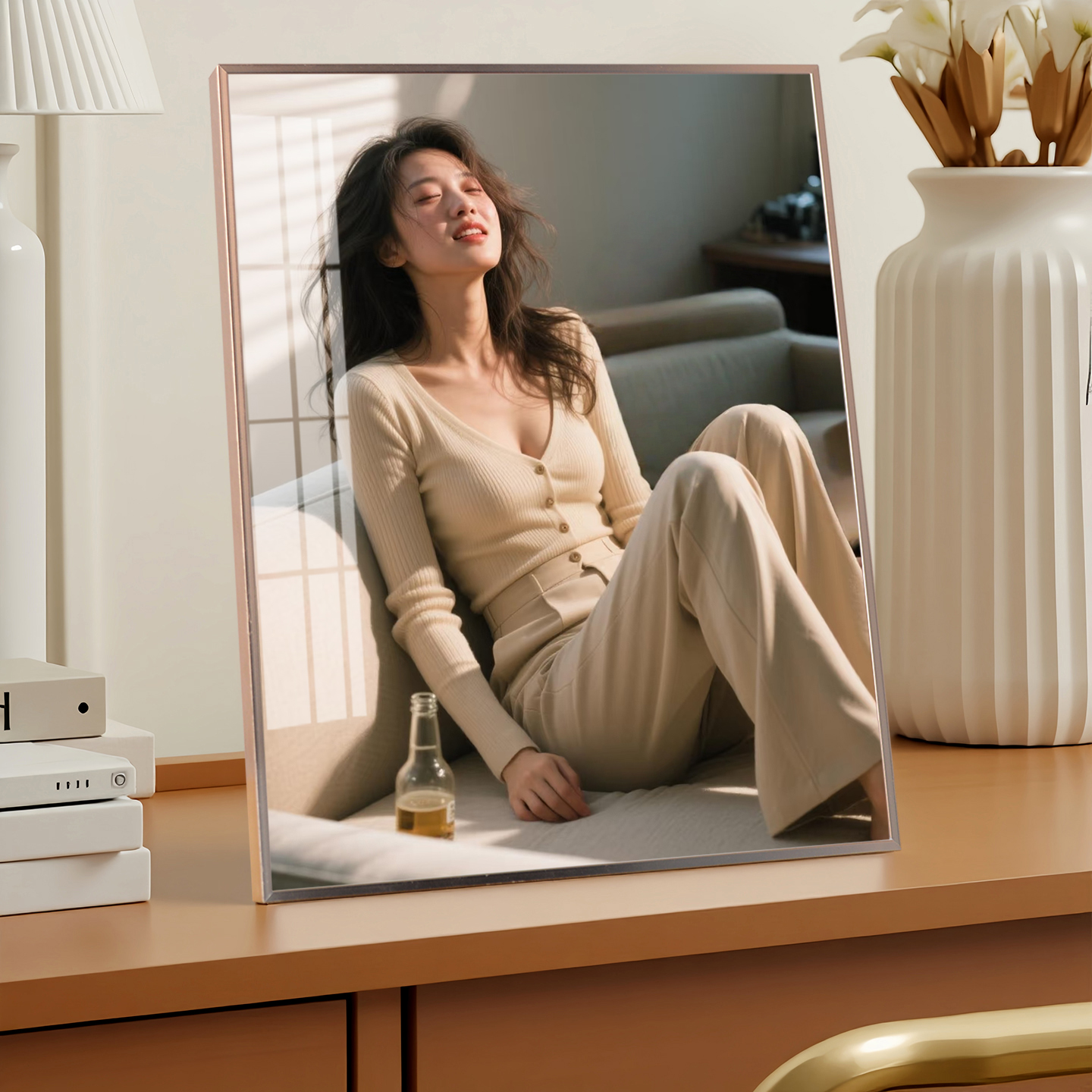 梵栩私人定制高档超薄铝合金情侣婚纱照个人写真金属相框摆台照片