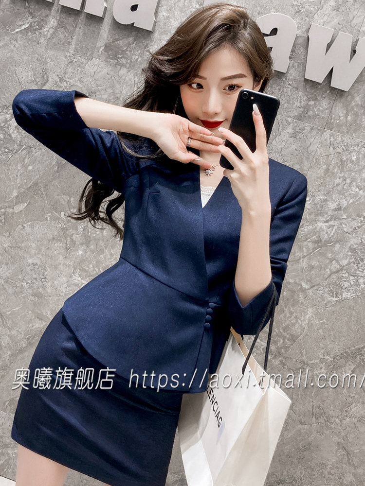 正装套装女上班族时尚气质小西装职场通勤工作服珠宝店美容院秋装