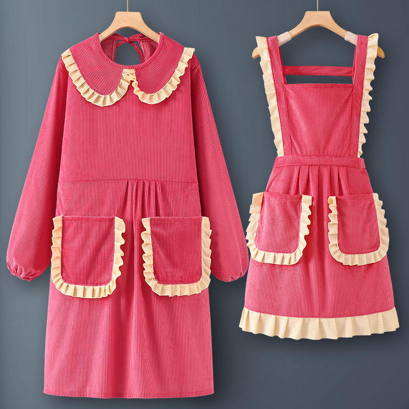 罩衣女新款长袖围裙工作服女