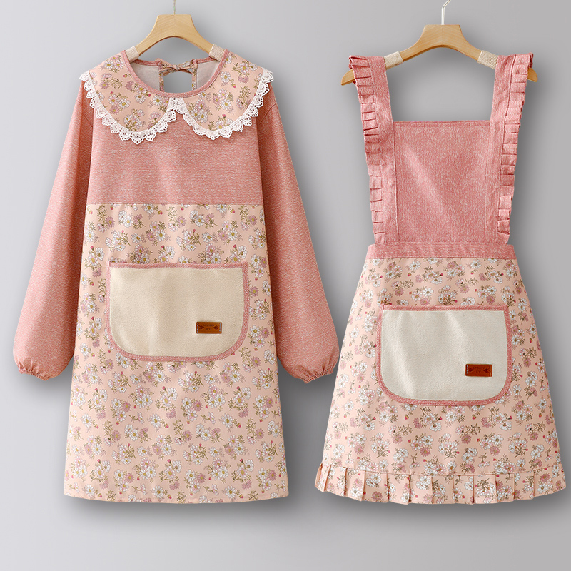 长袖纯棉罩衣工作服女围裙