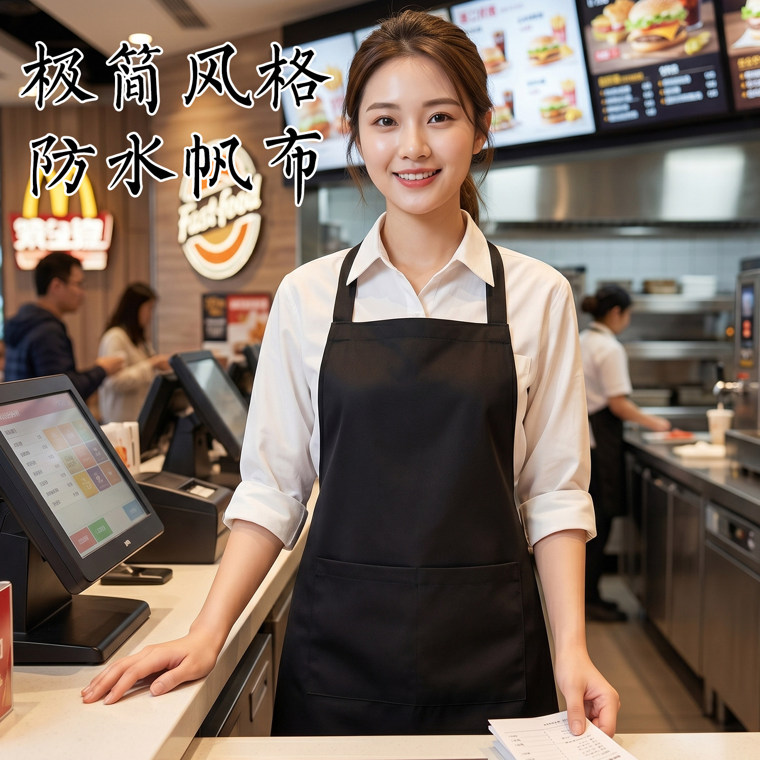 快餐店定制logo耐磨围裙