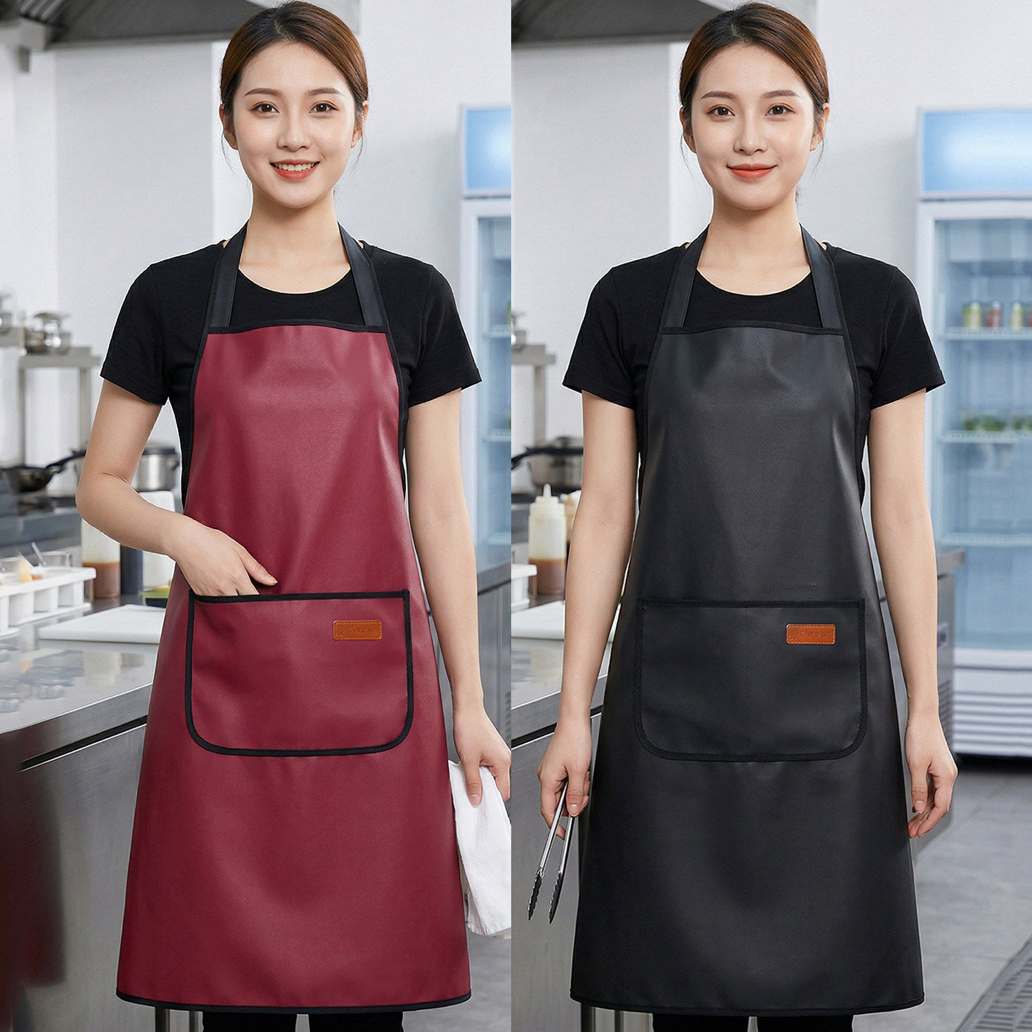 餐厅后厨围裙厨房家用耐脏上班工作服女餐饮防水防油定制logo印字