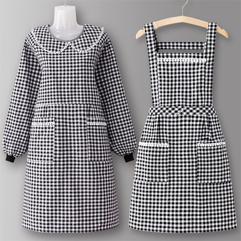 纯棉长袖围裙工作服罩衣