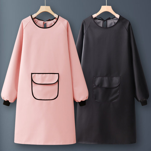 PU皮防水长袖围裙罩衣新款