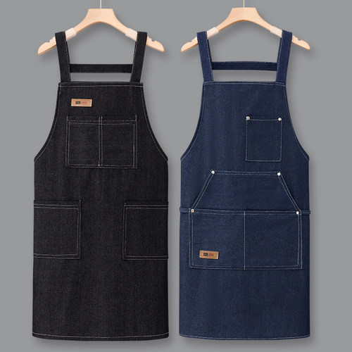 牛仔围裙定制logo印字工作服女