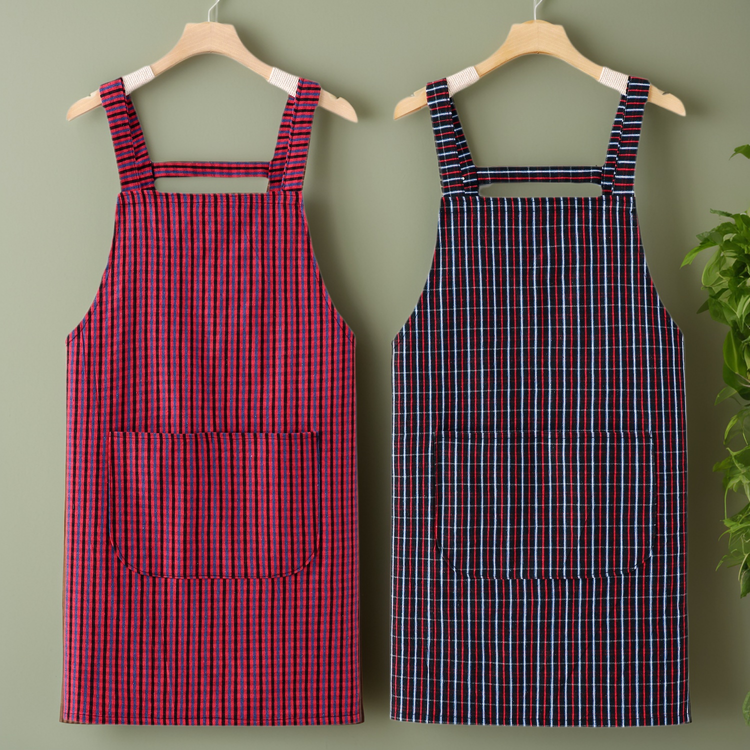 中式老粗布围裙厨房家用撸猫工作服餐饮上班专用清洁2025新款做饭