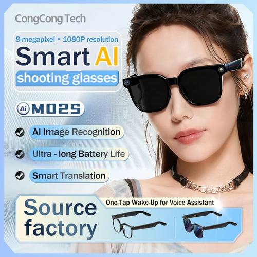 M02S新款AI智能眼镜防抖摄像头800W像素拍照ai翻译识物通话